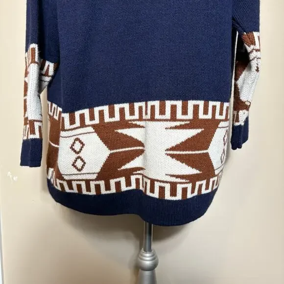 Cocogio Fringed Open Fron Cardigan Sweater Womens Sz L Aztec Boho Western Italy - Picture 8 of 16